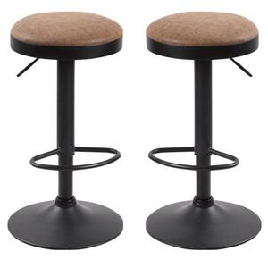 Remi Brown Woven Fabric Bar Stools With Black Base In A Pair