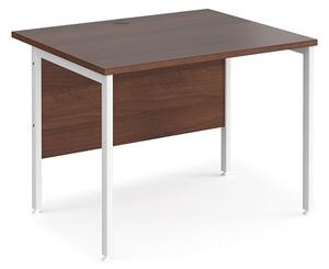 Melor 1000mm H-Frame Wooden Computer Desk In Walnut And White