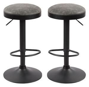 Remi Grey Woven Fabric Bar Stools With Black Base In A Pair