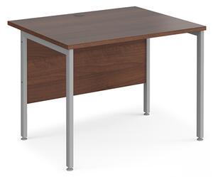 Melor 1000mm H-Frame Wooden Computer Desk In Walnut And Silver