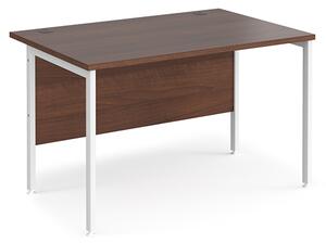 Melor 1200mm H-Frame Wooden Computer Desk In Walnut And White