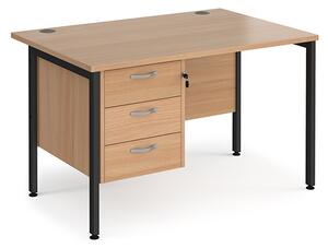 Moline 1200mm Computer Desk In Beech Black With 3 Drawers