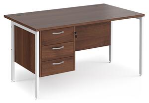 Moline 1400mm Computer Desk In Walnut White With 3 Drawers