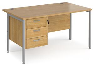 Moline 1400mm Computer Desk In Oak Silver With 3 Drawers