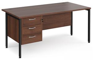 Moline 1600mm Computer Desk In Walnut Black With 3 Drawers