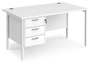 Moline 1400mm Computer Desk In White With 3 Drawers