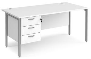 Moline 1600mm Computer Desk In White Silver With 3 Drawers
