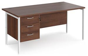 Moline 1600mm Computer Desk In Walnut White With 3 Drawers