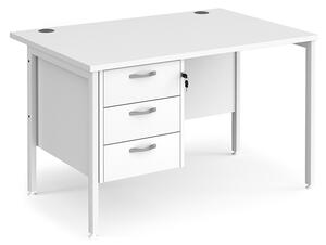 Moline 1200mm Computer Desk In White With 3 Drawers