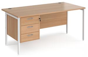 Moline 1600mm Computer Desk In Beech White With 3 Drawers