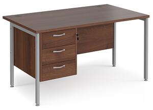 Moline 1400mm Computer Desk In Walnut Silver With 3 Drawers