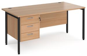 Moline 1600mm Computer Desk In Beech Black With 3 Drawers