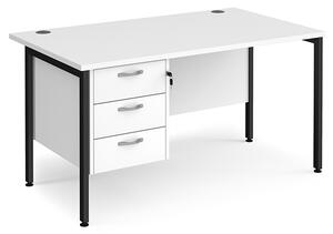 Moline 1400mm Computer Desk In White Black With 3 Drawers