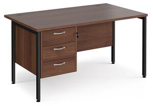 Moline 1400mm Computer Desk In Walnut Black With 3 Drawers