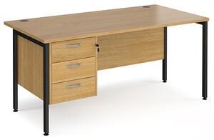 Moline 1600mm Computer Desk In Oak Black With 3 Drawers