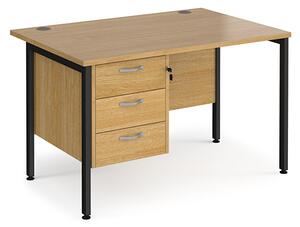 Moline 1200mm Computer Desk In Oak Black With 3 Drawers