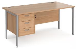 Moline 1600mm Computer Desk In Beech Silver With 3 Drawers