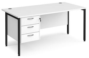 Moline 1600mm Computer Desk In White Black With 3 Drawers