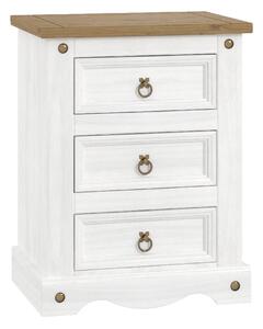 Consett Wooden Bedside Cabinet With 3 Drawers In White And Oak