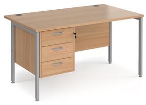 Moline 1400mm Computer Desk In Beech Silver With 3 Drawers