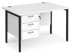 Moline 1200mm Computer Desk In White Black With 3 Drawers