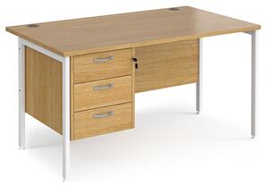 Moline 1400mm Computer Desk In Oak White With 3 Drawers