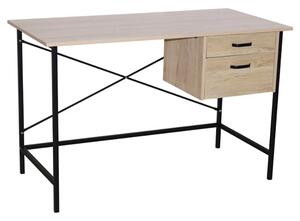 Avoch Wooden Laptop Desk With 2 Drawers In Oak And Black