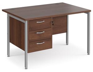 Moline 1200mm Computer Desk In Walnut Silver With 3 Drawers