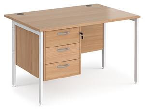 Moline 1200mm Computer Desk In Beech White With 3 Drawers