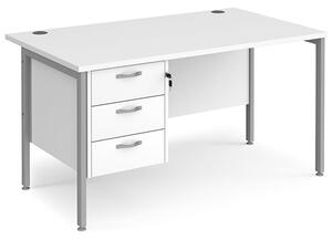 Moline 1400mm Computer Desk In White Silver With 3 Drawers