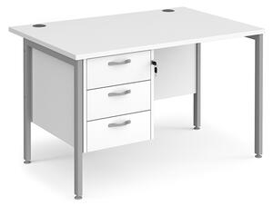 Moline 1200mm Computer Desk In White Silver With 3 Drawers