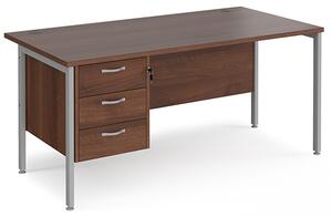 Moline 1600mm Computer Desk In Walnut Silver With 3 Drawers