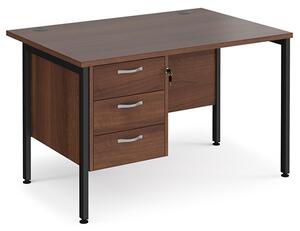 Moline 1200mm Computer Desk In Walnut Black With 3 Drawers