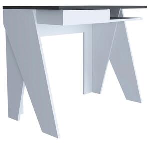 Dunster Wooden Laptop Desk With 1 Drawer In White And Grey