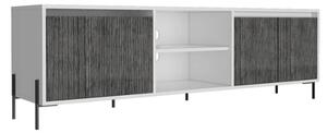 Dunster Wooden TV Stand With 2 Doors 1 Drawer In White And Grey