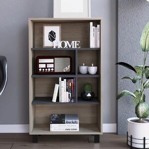 Heswall Wooden Bookcase With 6 Shelves In Oak And Grey