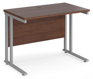 Mears 1000mm Cantilever Wooden Computer Desk In Walnut Silver