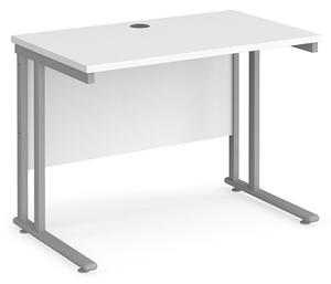 Mears 1000mm Cantilever Wooden Computer Desk In White Silver