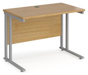 Mears 1000mm Cantilever Wooden Computer Desk In Oak Silver