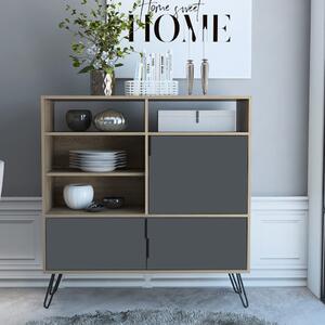 Veritate Wooden Sideboard With 3 Doors In Grey And Oak