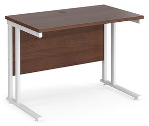 Mears 1000mm Cantilever Wooden Computer Desk In Walnut White