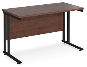 Mears 1200mm Cantilever Wooden Computer Desk In Walnut Black