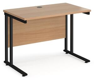 Mears 1000mm Cantilever Wooden Computer Desk In Beech Black