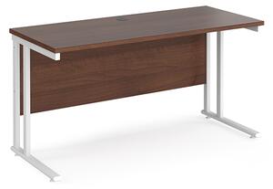 Mears 1400mm Cantilever Wooden Computer Desk In Walnut White