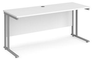 Mears 1600mm Cantilever Wooden Computer Desk In White Silver