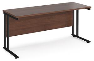 Mears 1600mm Cantilever Wooden Computer Desk In Walnut Black