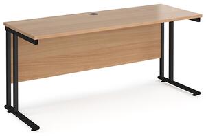 Mears 1600mm Cantilever Wooden Computer Desk In Beech Black