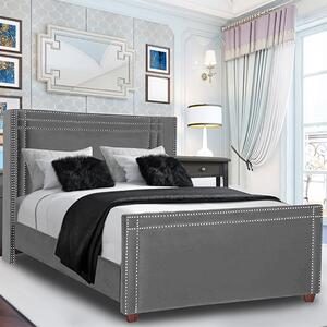 Camdenton Plush Velvet Single Bed In Grey