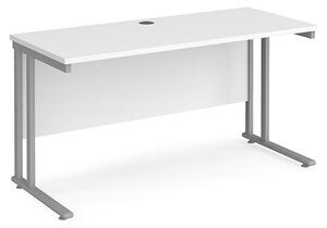 Mears 1400mm Cantilever Wooden Computer Desk In White Silver