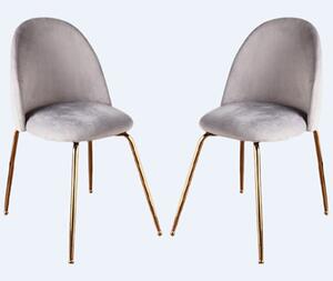 Coonan Grey Velvet Dining Chairs With Gold Legs In Pair